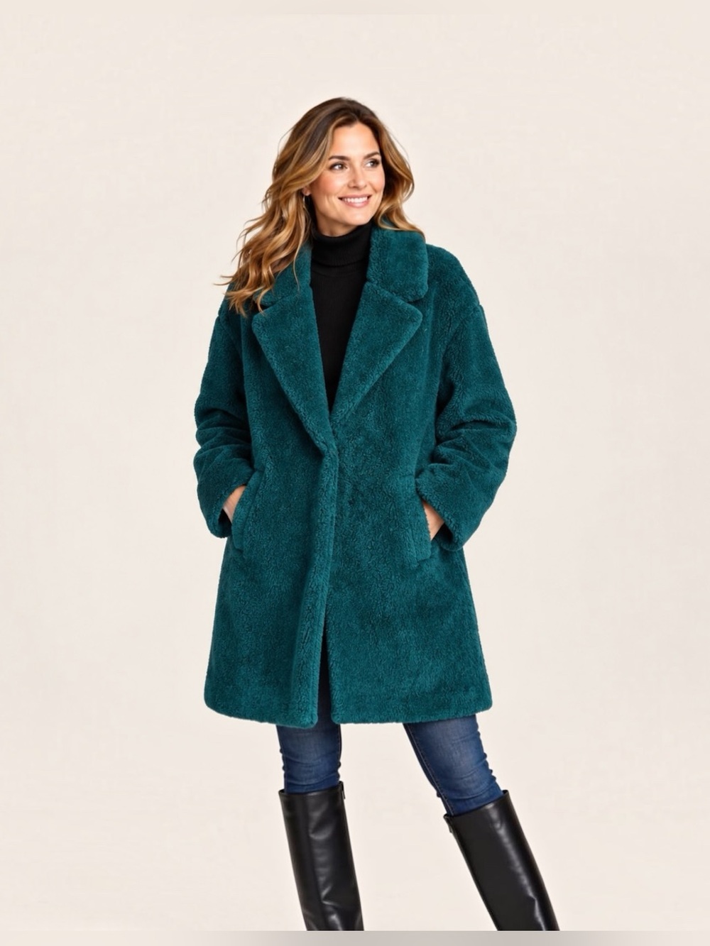 Madewell (Re)sourced Sherpa Teddy Coat Smoky Spruce Green XXL NC578